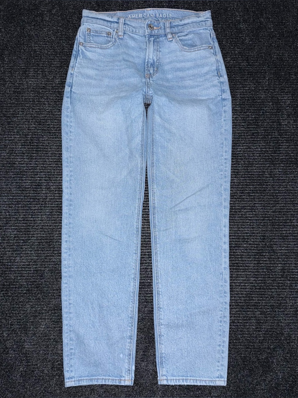 American Eagle Super High Rise Straight Jeans Light Wash Women’s 00 SHORT flaw